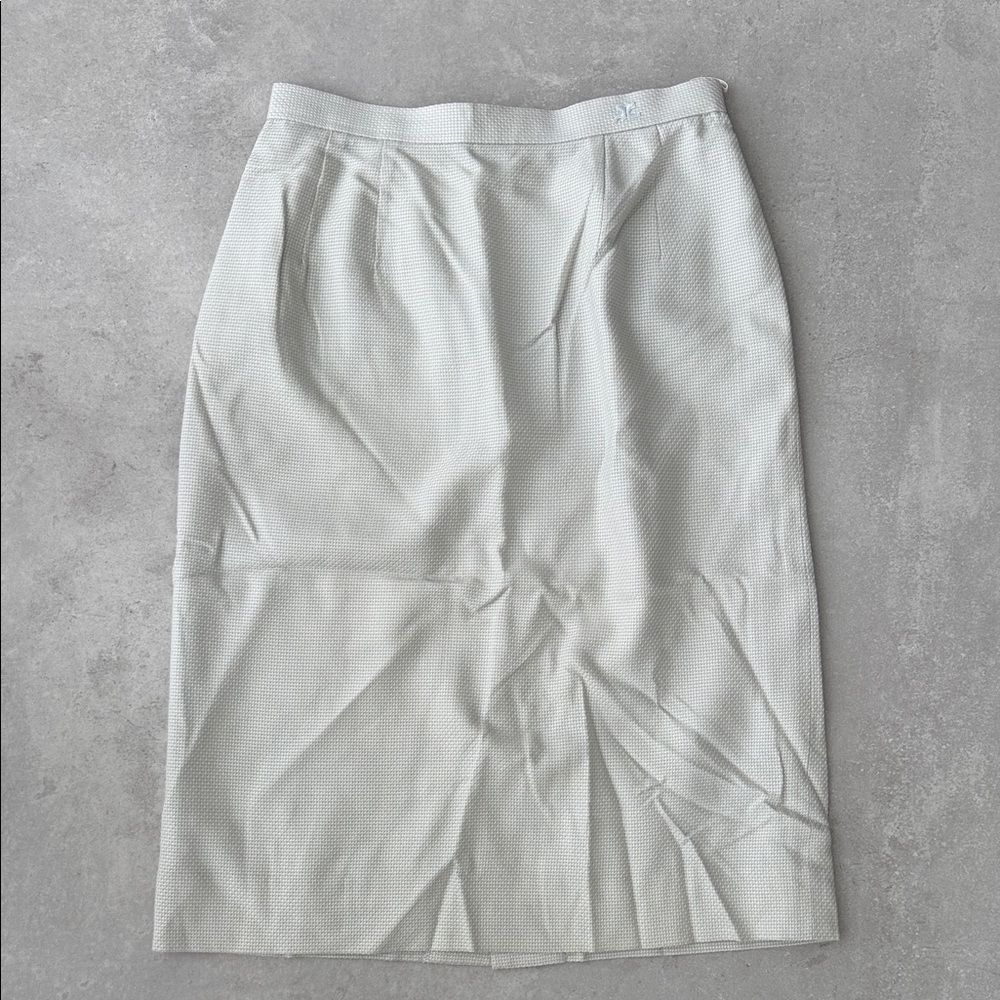 COURRÈGES Tailored White Textured Pencil Skirt